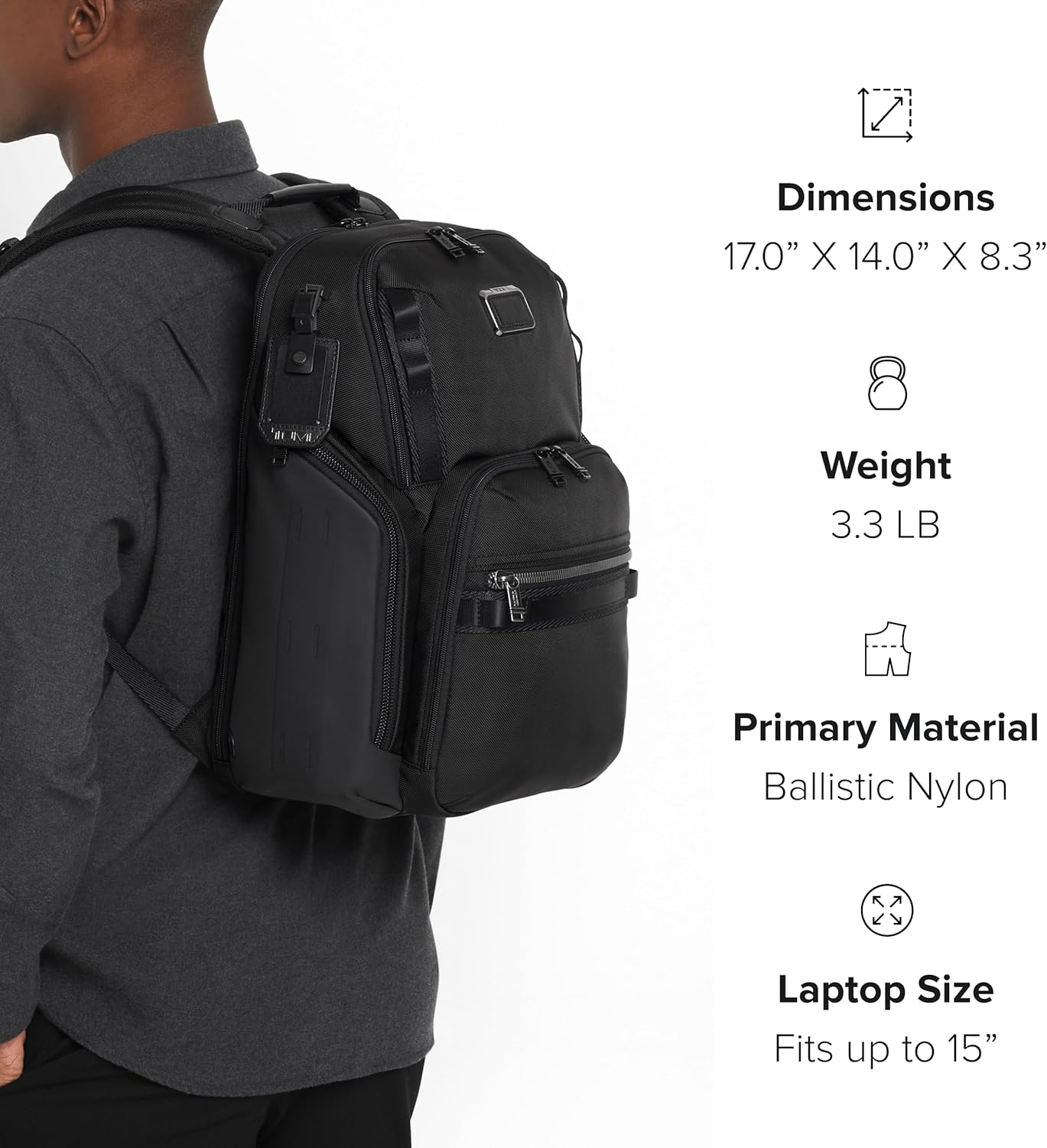 TUMI - Alpha Bravo Search Backpack - Laptop Backpack for Men  Women - Backpack for Work amp; Travel - 17.0 X 14.0" X 8.3" - Black · v3