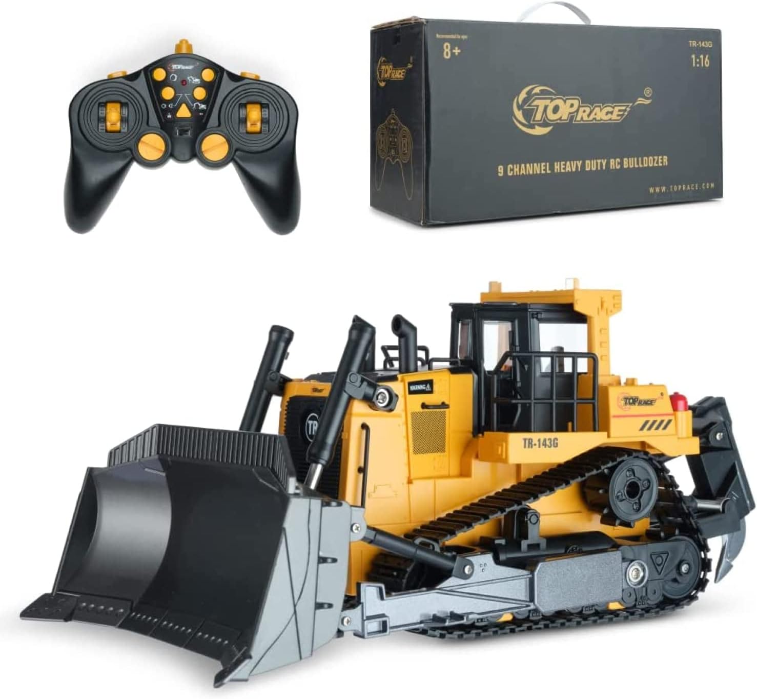 Top Race RC Bulldozer Toys for Boys - Remote Control Construction Vehicle with Metal Shovel - Heavy-Duty RC Front Loader - 5 Channel Remote Control Backhoe - RC Bulldozer for Adults and Kids · v6