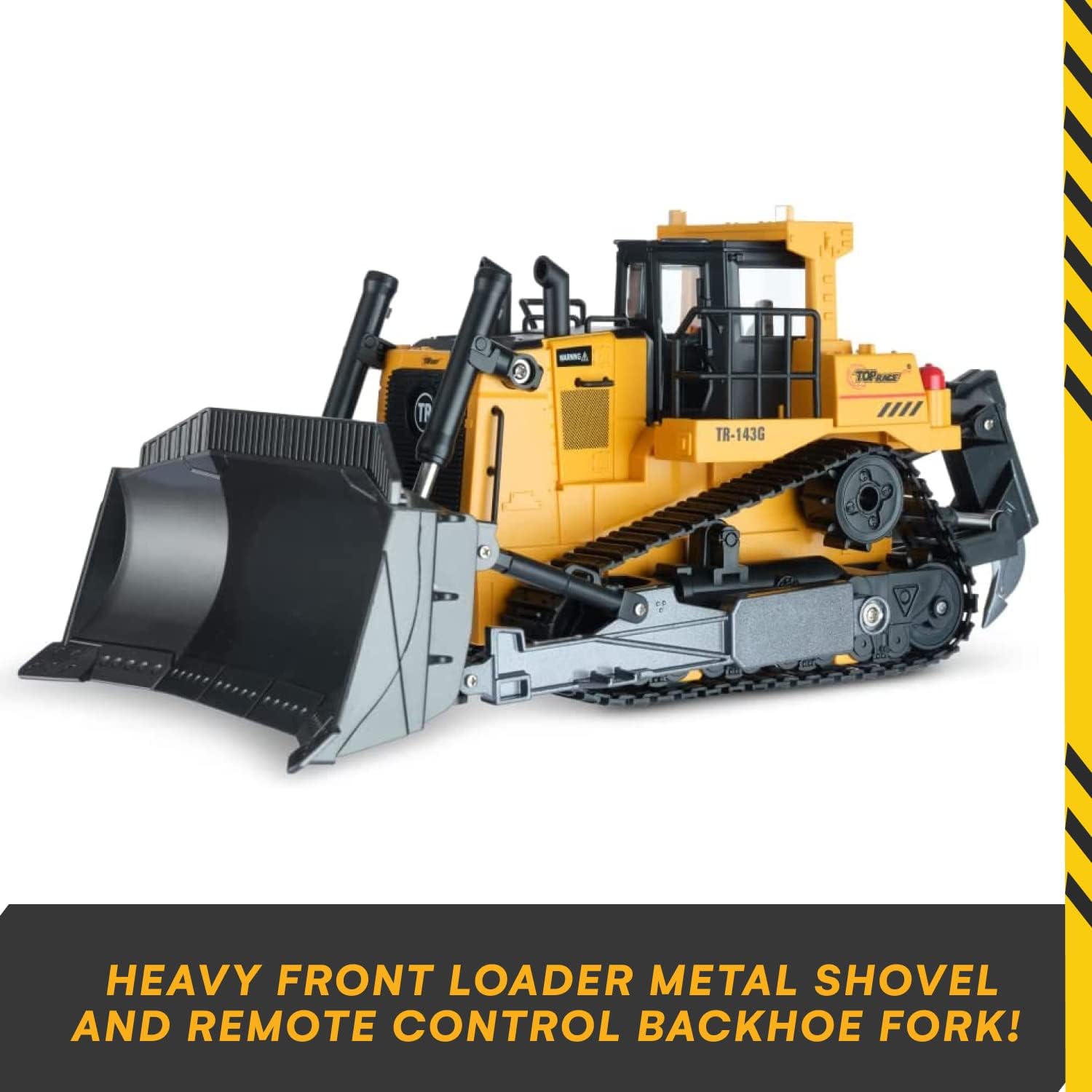 Top Race RC Bulldozer Toys for Boys - Remote Control Construction Vehicle with Metal Shovel - Heavy-Duty RC Front Loader - 5 Channel Remote Control Backhoe - RC Bulldozer for Adults and Kids · v6