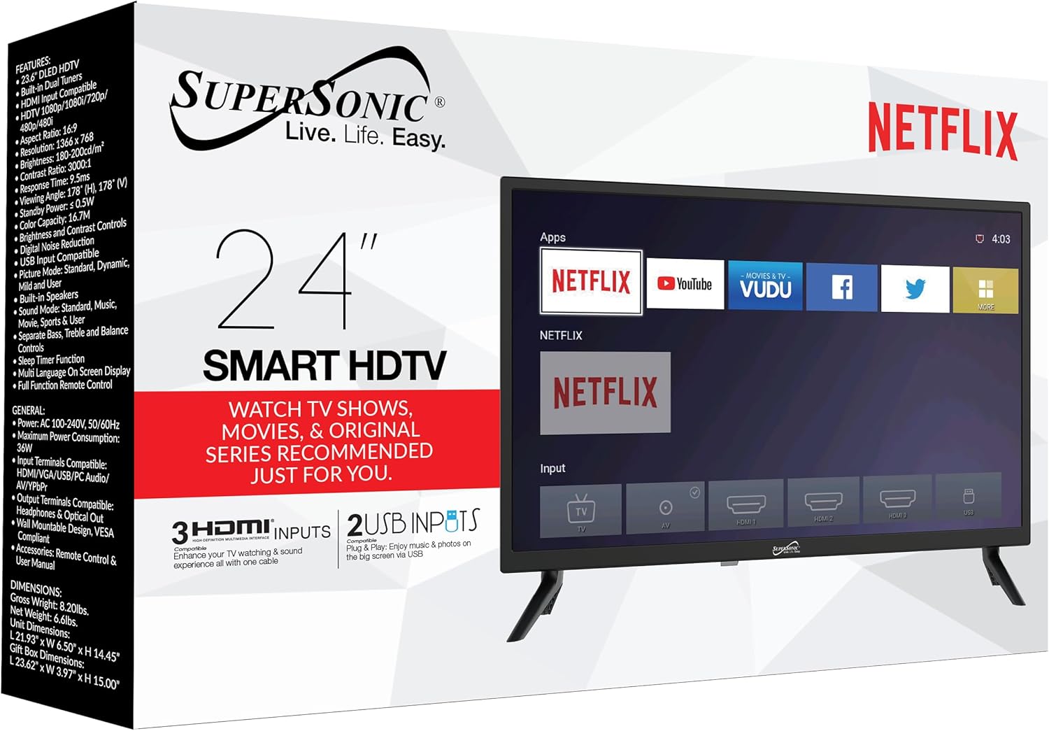 Süpersonik SC-2416STV 24 Akıllı LED-LCD TV - HDTV - Siyah