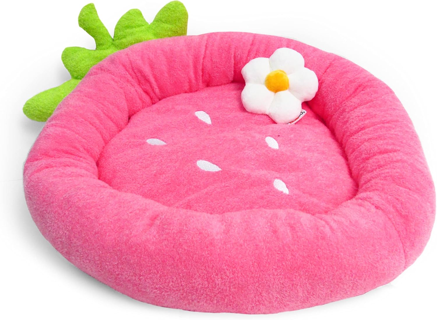 TONBO Tempat Tidur Anjing Kucing Lembut Mewah Kecil Lucu dan Nyaman, Ramah Mesin Cuci dan Pengering (Strawberry)