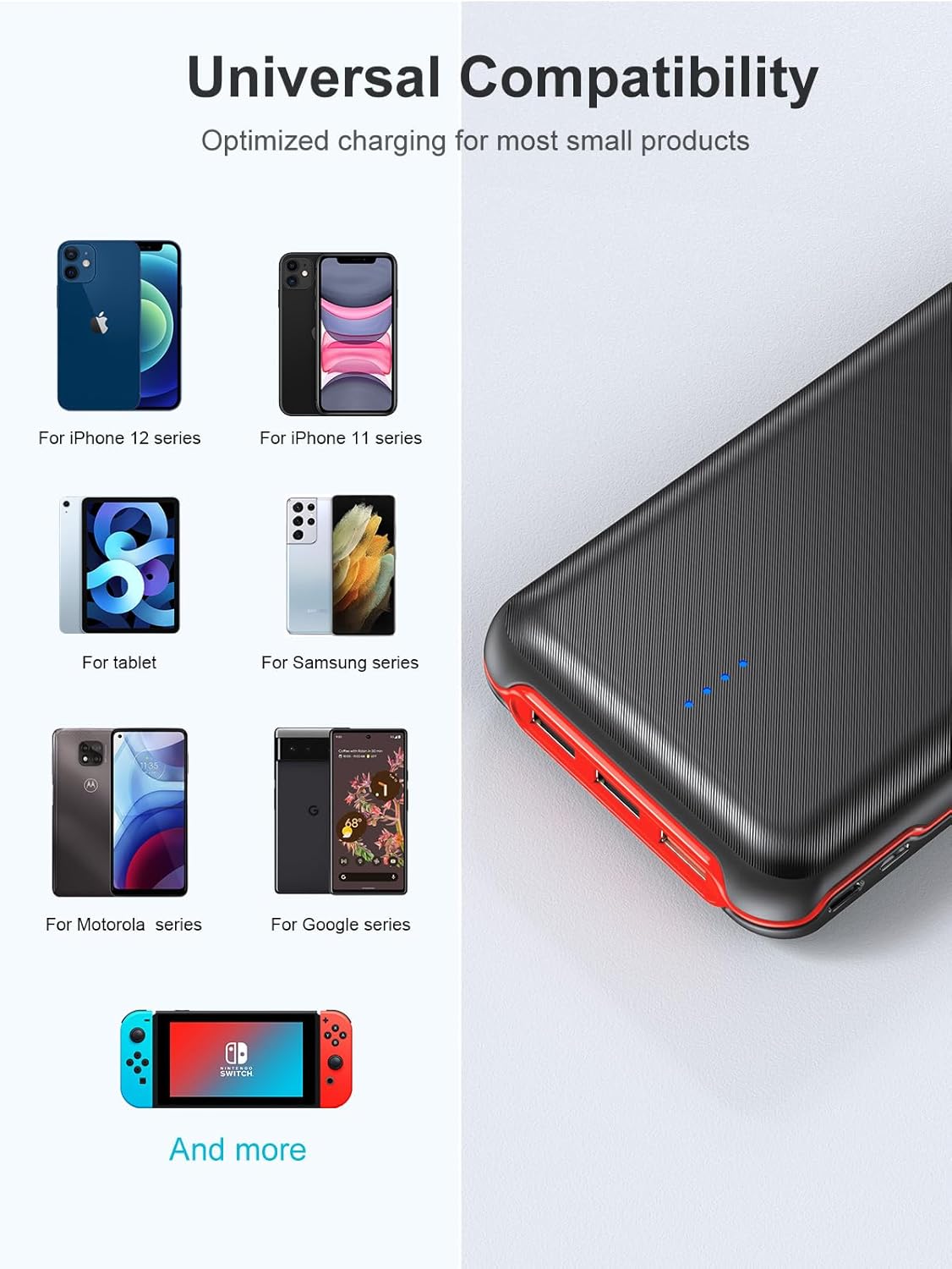 Chargeur portable, batterie externe de 30 000 mAh avec charge rapide de 22,5 W, 4 sorties, chargeur externe, USB C, 20 W, pour iPhone, Samsung, Pad Mini et plus encore