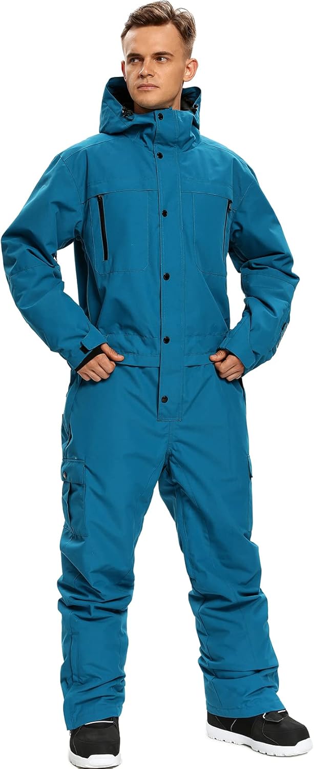 Mens One Piece Ski Suit Colorful Jumpsuits Snowboard Snowsuits Winter Outdoor Waterproof for Snow Sports · v3