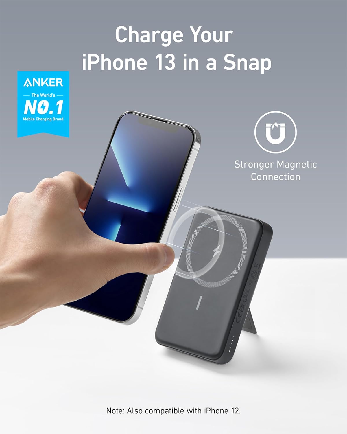 Anker 633 Magnetic Battery, 10,000mAh Foldable Wireless Portable Charger, 20W USB-C Power Delivery Power Bank with Stand, Magsafe-Compatible for iPhone 16/15/14/13/12 Series · v2