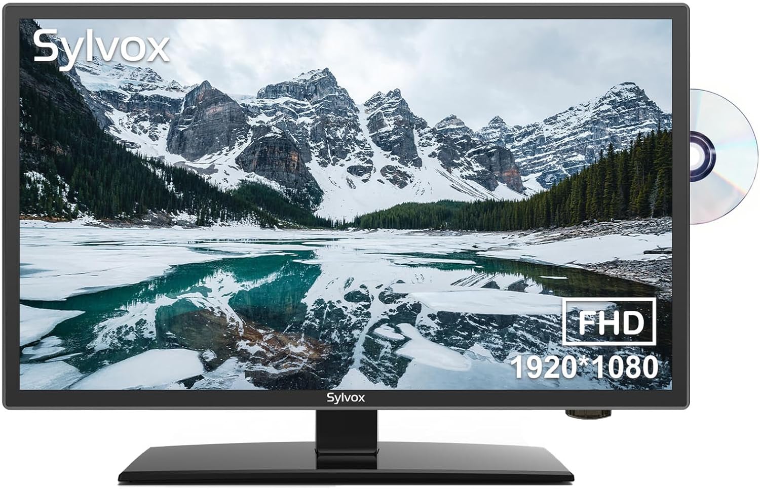 SYLVOX 24' TV 12/24 Volt TV 1080P FHD RV TV, with Digital Video Disc Player FM Radio Base and Digital Noise Reduction, Suitable for RV Camper Kitchen Bedroom Boat, RT24R2GNDA 2023 · v2