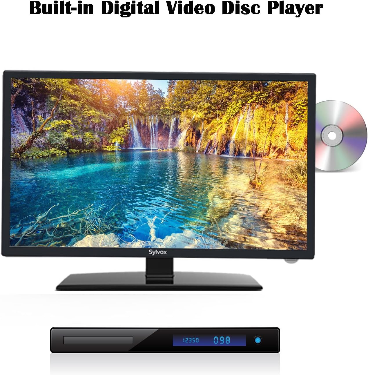 SYLVOX 24' TV 12/24 Volt TV 1080P FHD RV TV, with Digital Video Disc Player FM Radio Base and Digital Noise Reduction, Suitable for RV Camper Kitchen Bedroom Boat, RT24R2GNDA 2023 · v2