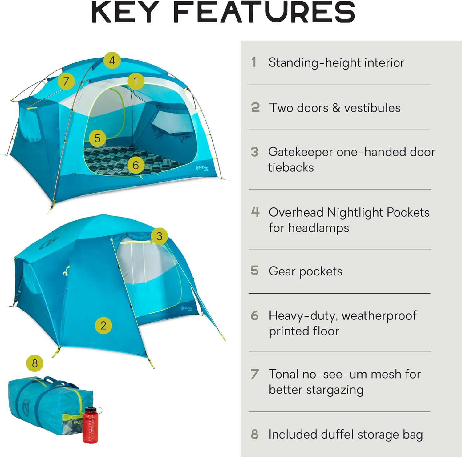 NEMO Equipment Aurora Highrise, 3 Season, Family, Car Camping Tent · v3