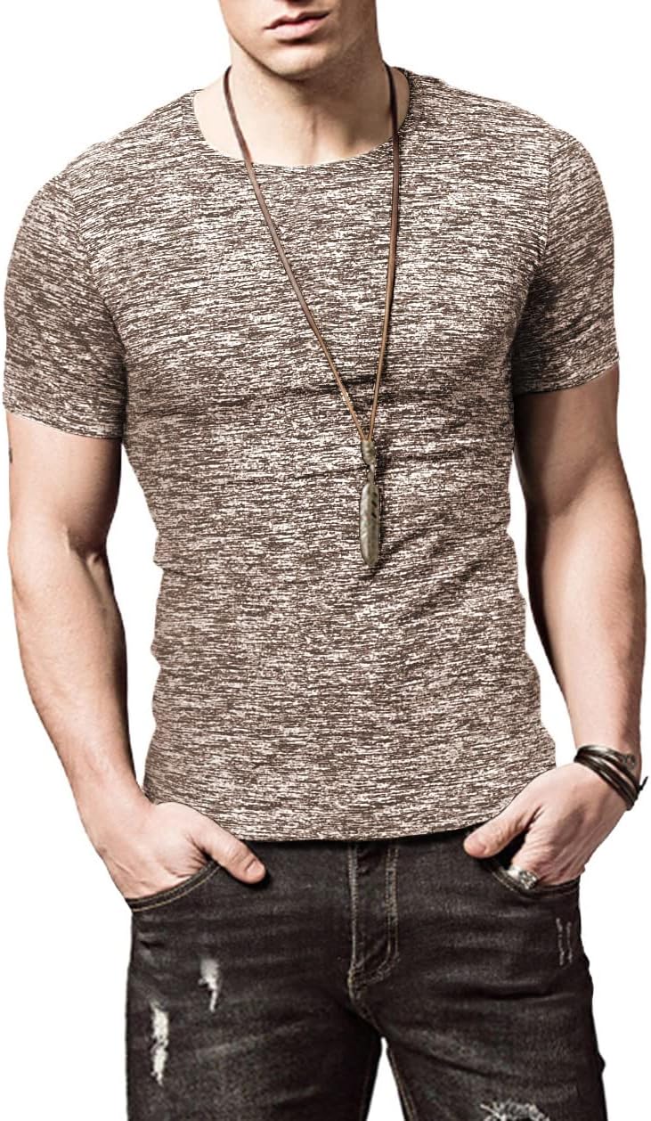 KUYIGO Active T-shirts voor heren, sport-hardloopshirt voor gymtraining, sneldrogend T-shirt met ronde hals en print