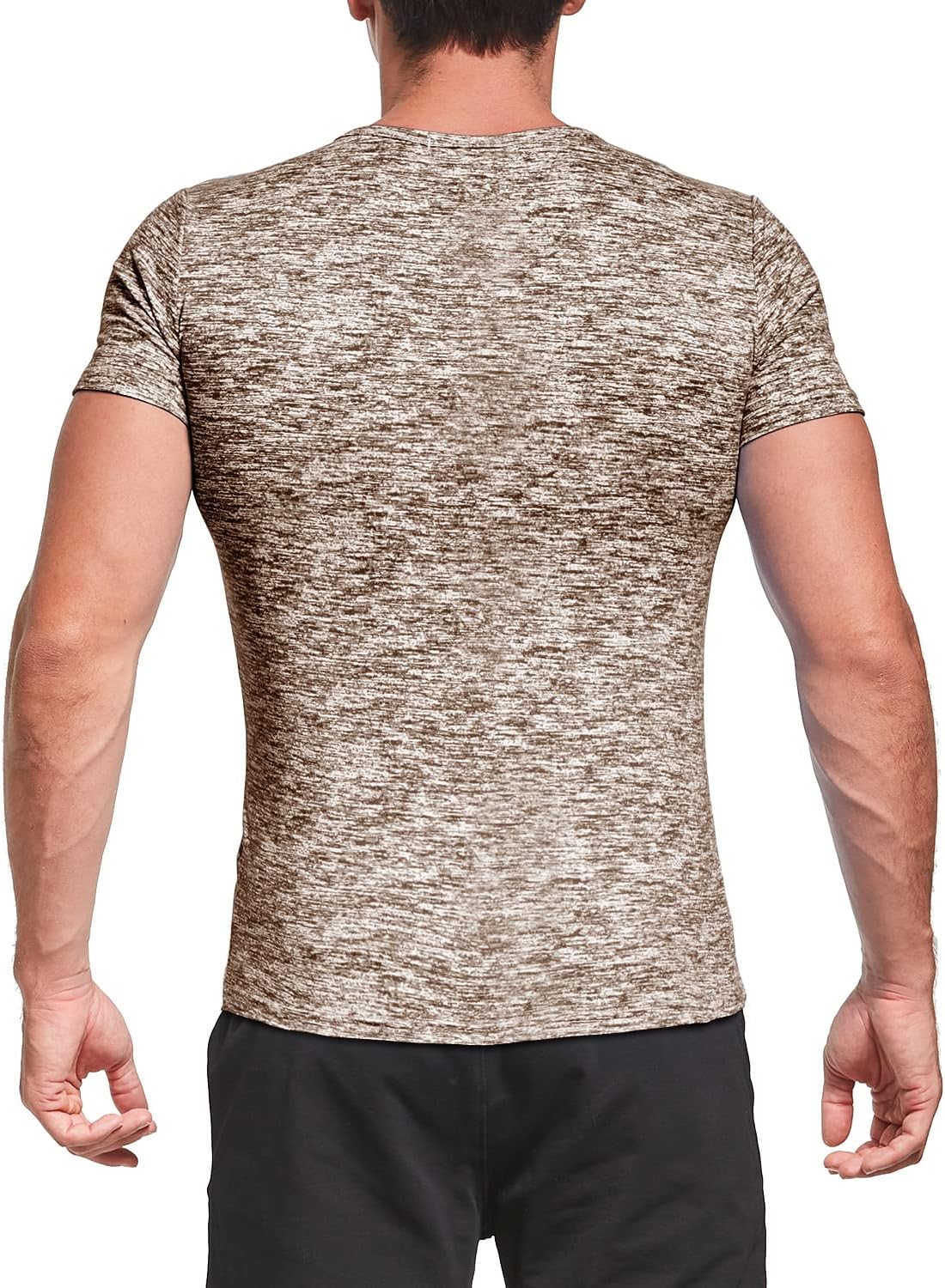 KUYIGO Active T-shirts voor heren, sport-hardloopshirt voor gymtraining, sneldrogend T-shirt met ronde hals en print