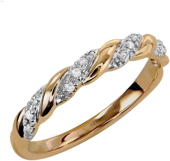 Brilliant Expressions 10K or 14K Yellow, Rose or White Gold Diamond-Accent Twist Promise Ring, Anniversary Ring or Wedding Band for Women; Promise Rings for Her, Gold Rings for Women · v2