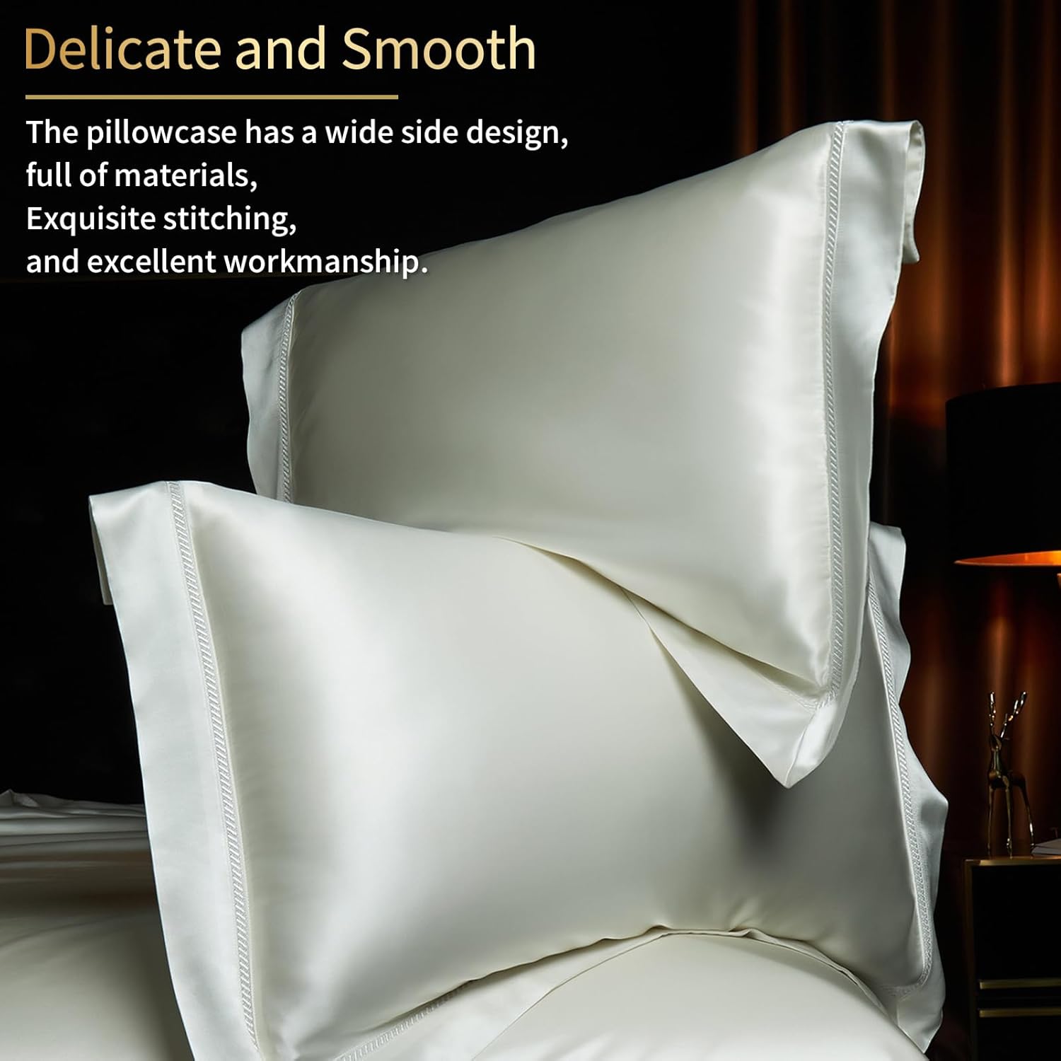 YOUR MOON 25 Momme Mulberry Silk Duvet Cover King Size, 3 PCS Set Top Grade Luxury Mulberry Silk Duvet Cover with Buttons Closure —1 Duvet Cover and 2 Pillow Shams (White) · v6