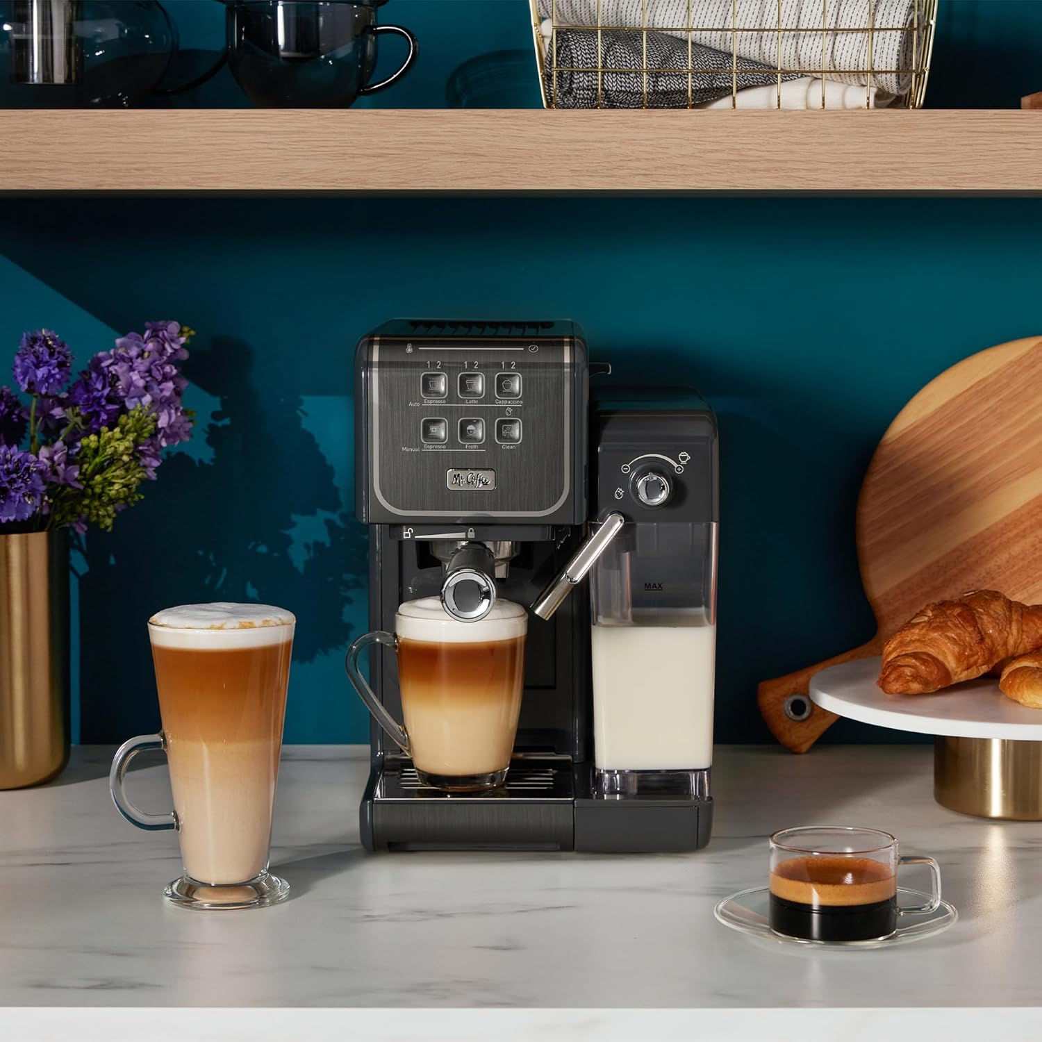 Mr. Coffee One-Touch CoffeeHouse  Espresso, Cappuccino, and Latte Maker Home Coffee Machine with 19-Bar Italian Pump, and Milk Frother Ideal for Latte, Espresso, and Coffee Lovers · v2