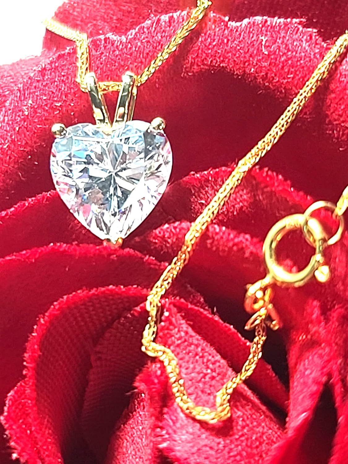 Luxuriöses Geschenk zum Frauentag aus 18 Karat massivem Gold für sie, 8 mm Diamant-Anhänger, 1,5 Karat HERZ-SOLITÄR-DIAMANT-Diamant-Herz-Diamant-Halskette, GELBGOLD, HANDGEFERTIGTER Schmuck für Damen, ihr Jubiläum, Frauentag