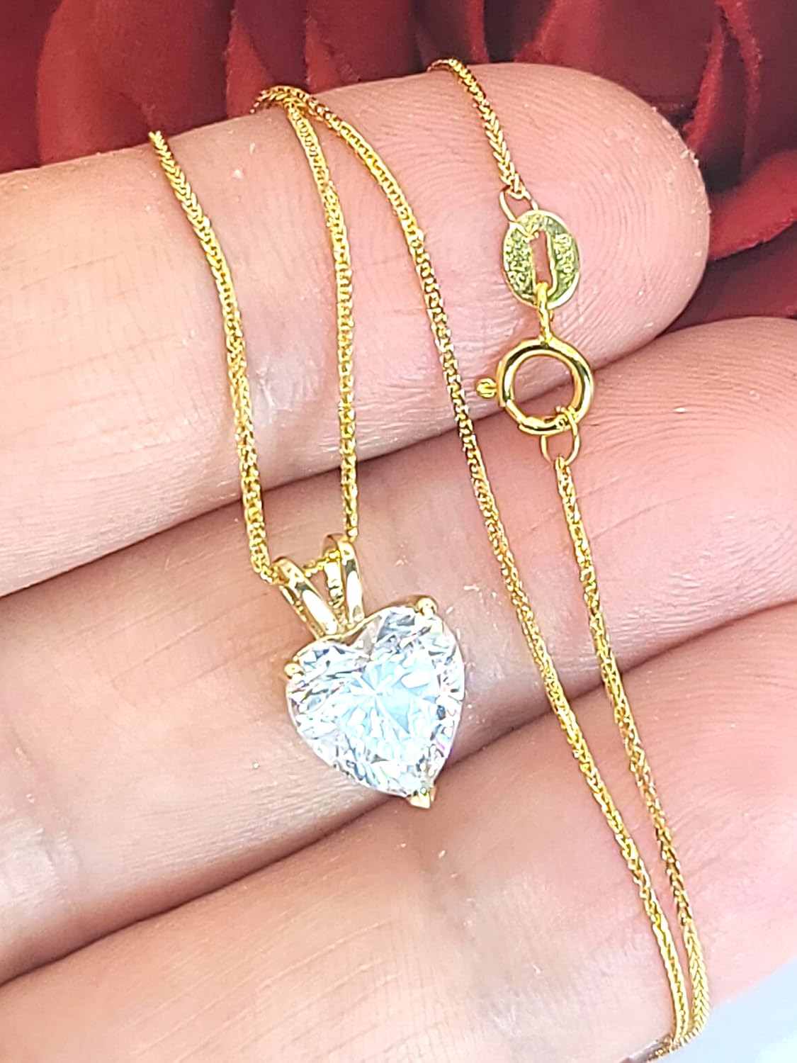 Luxuriöses Geschenk zum Frauentag aus 18 Karat massivem Gold für sie, 8 mm Diamant-Anhänger, 1,5 Karat HERZ-SOLITÄR-DIAMANT-Diamant-Herz-Diamant-Halskette, GELBGOLD, HANDGEFERTIGTER Schmuck für Damen, ihr Jubiläum, Frauentag