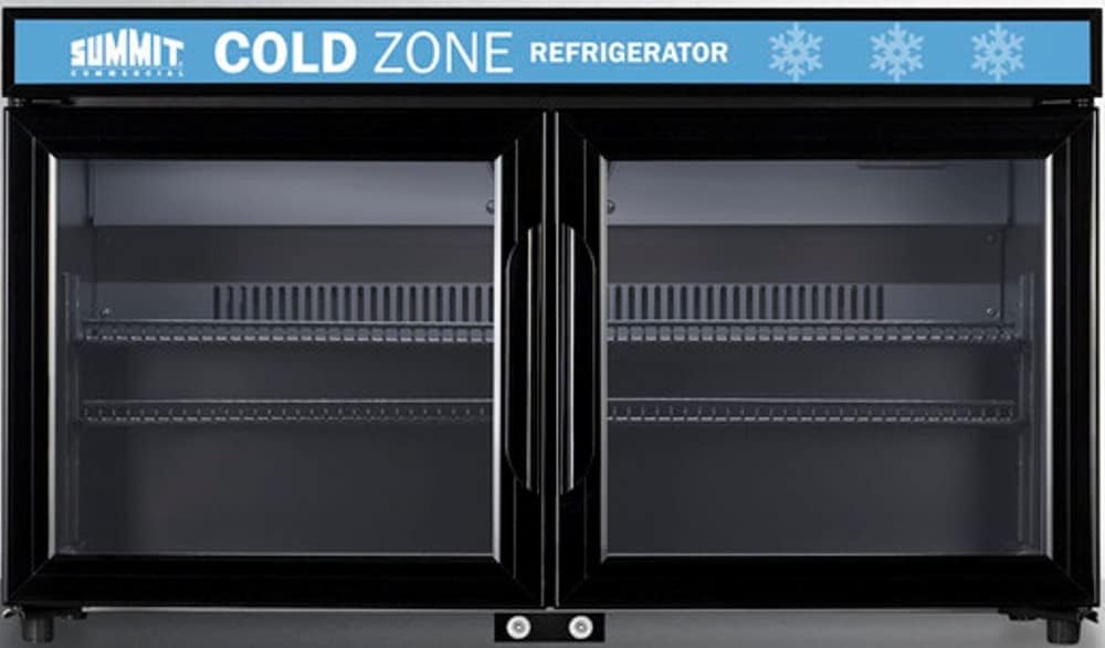 Summit Appliance SCR3502DLL Gewerblicher Einzonenkühlschrank mit geringer Tiefe zur freistehenden Nutzung mit französischen Glastüren, schwarzem Schrank, Frontschlössern und LED-Beleuchtung