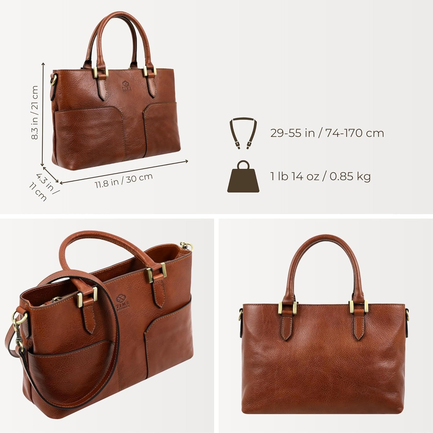 Time Resistance Full-Grain Leather Purse for Women - Leather Handbag - Top Handle Bag - Tote Bag · v6