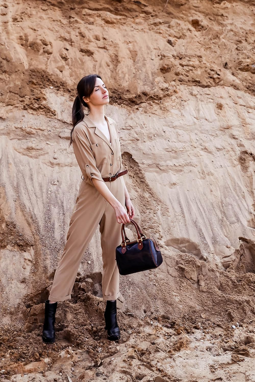 Time Resistance Leather Handbag - Full-Grain Leather Purse for Women - Top Handle Bag - Tote Bag · v4