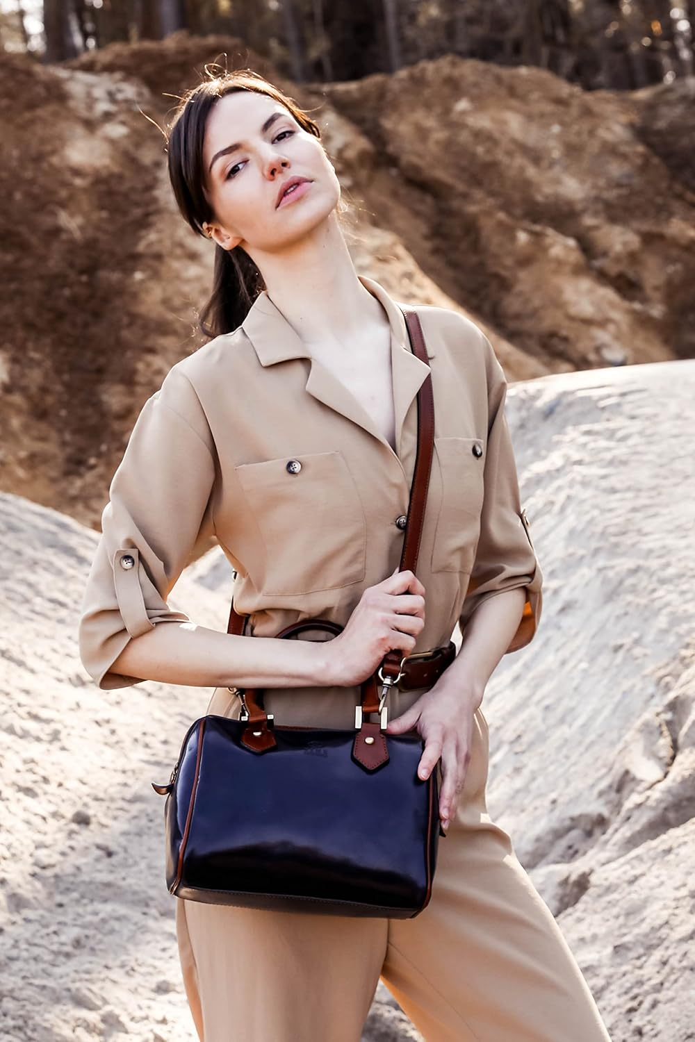 Time Resistance Leather Handbag - Full-Grain Leather Purse for Women - Top Handle Bag - Tote Bag · v4