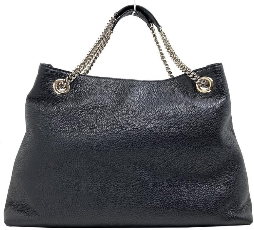 Gucci SOHO กระเป๋าโท้ตหนังลาย GG สีดำพร้อมสายโซ่ สไตล์ 536196