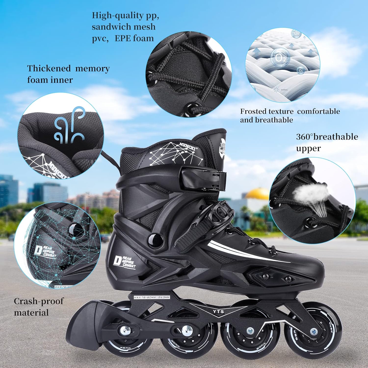 Fitness Inline Skates, Outdoor 4 Wheel Speed Racing Roller Skates for Men Women Adult · v2