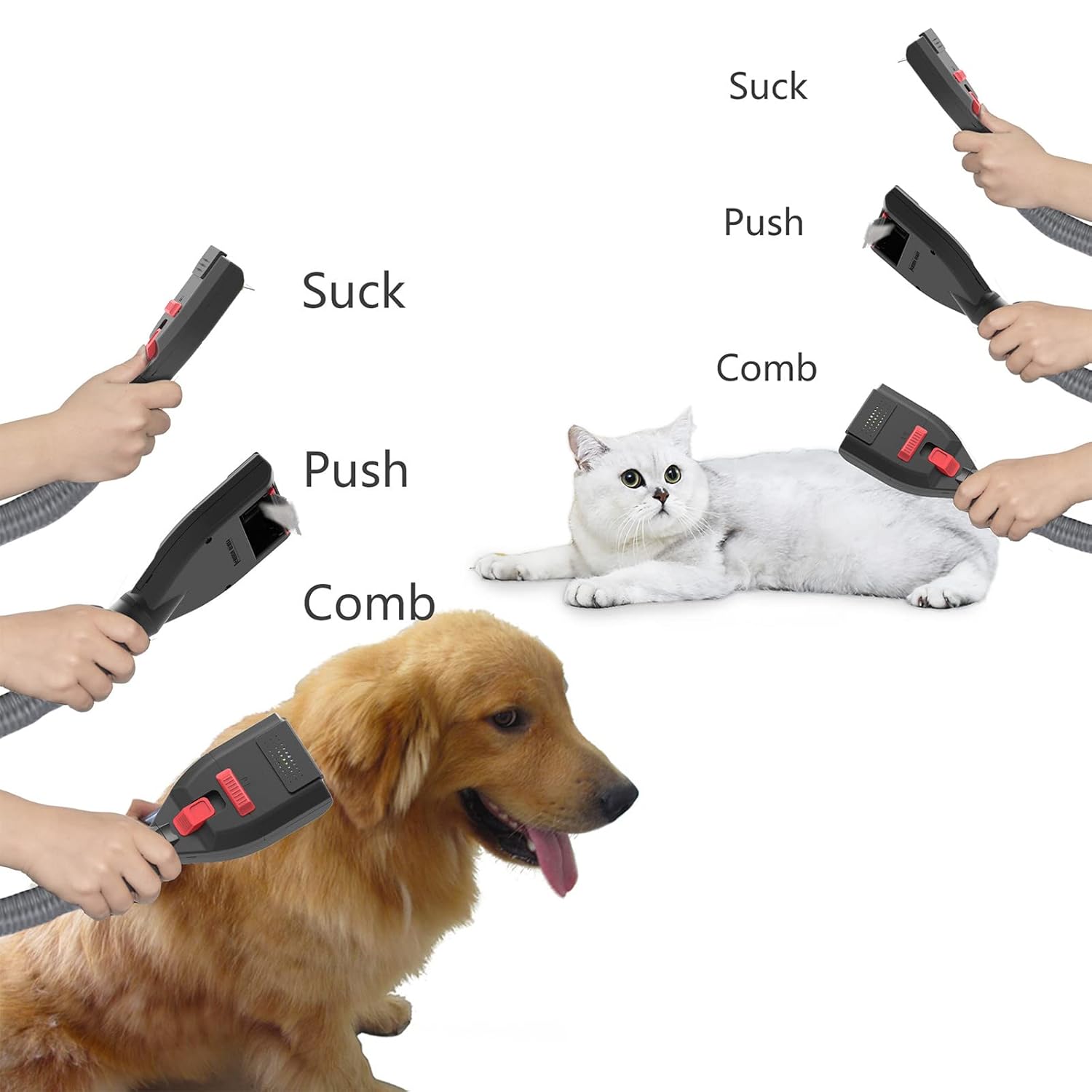 Brush Hair Deshedding Tool for DogsCats Professional Shedding Fur Remover Comb as Vacuum Cleaner Attachment Kit for Dyson V15 V12 V11 V10 V8 V7 V6 · v4