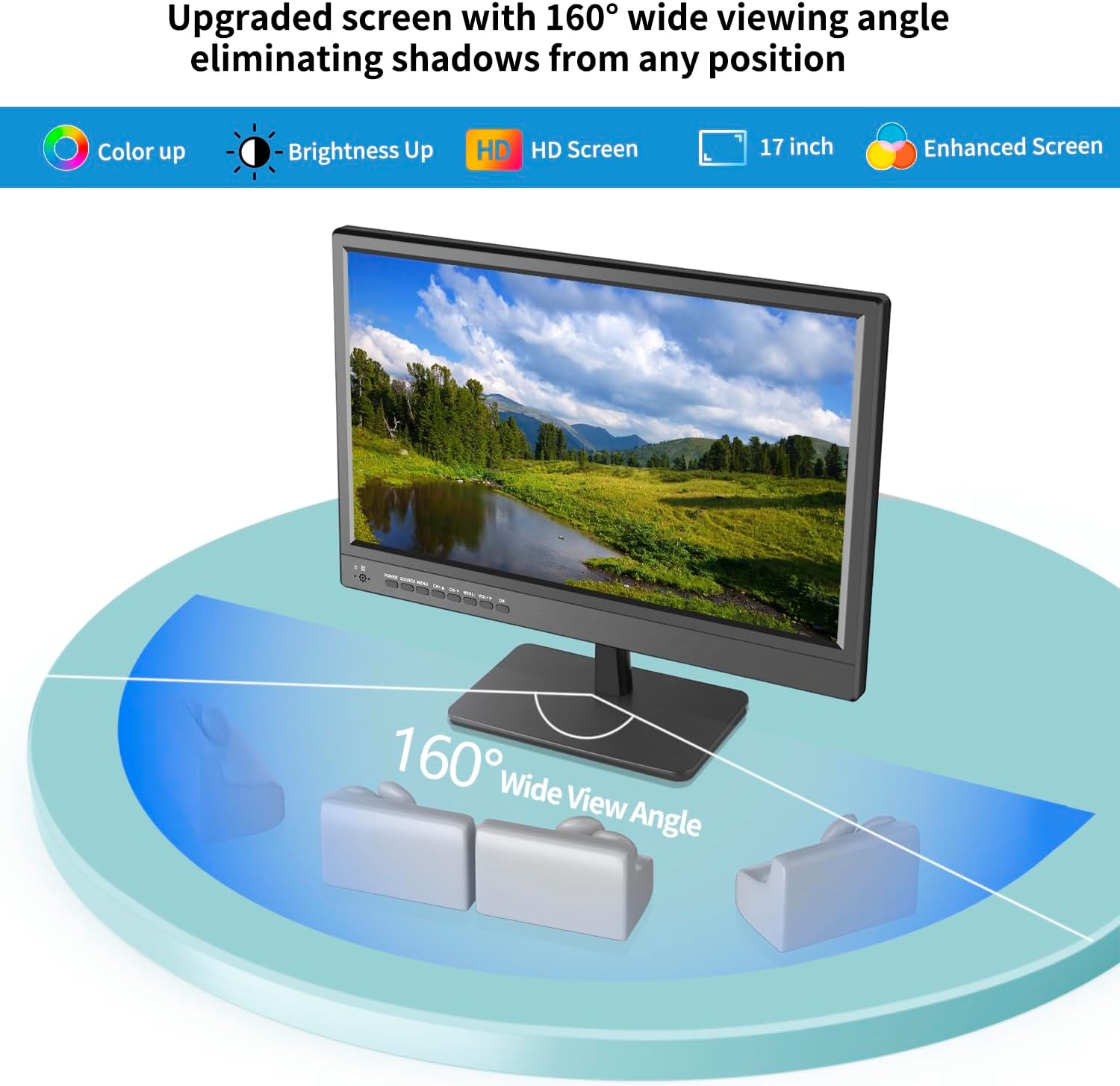 17inch TV,Small Flat Screen TV with ATSC Digital Tuner-HDMI USB Port in-Dual Power-12 Volt Charger Cable and AC Power Suitable-for Caravan,Kitchen,Bedroom · v5