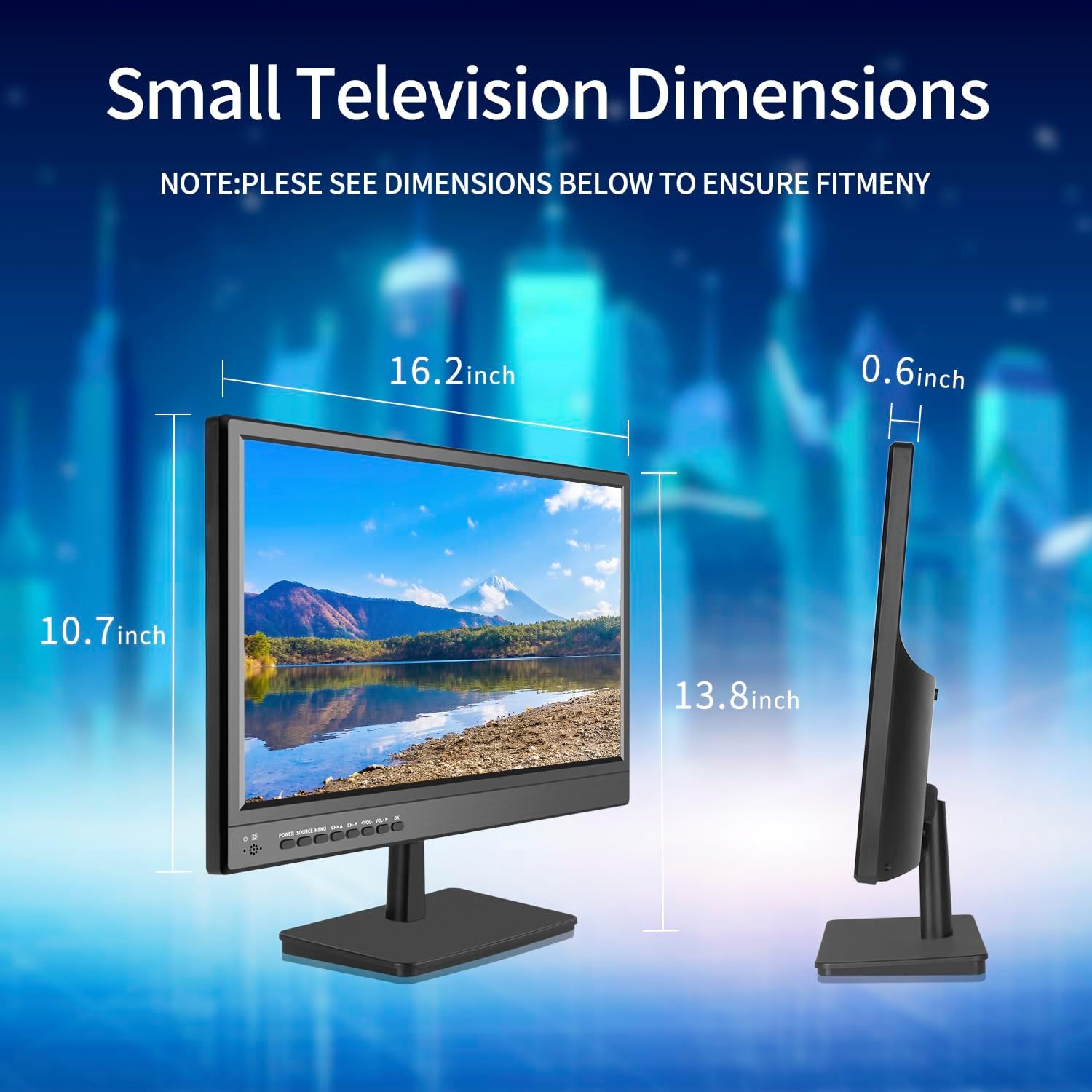 17inch TV,Small Flat Screen TV with ATSC Digital Tuner-HDMI USB Port in-Dual Power-12 Volt Charger Cable and AC Power Suitable-for Caravan,Kitchen,Bedroom · v5