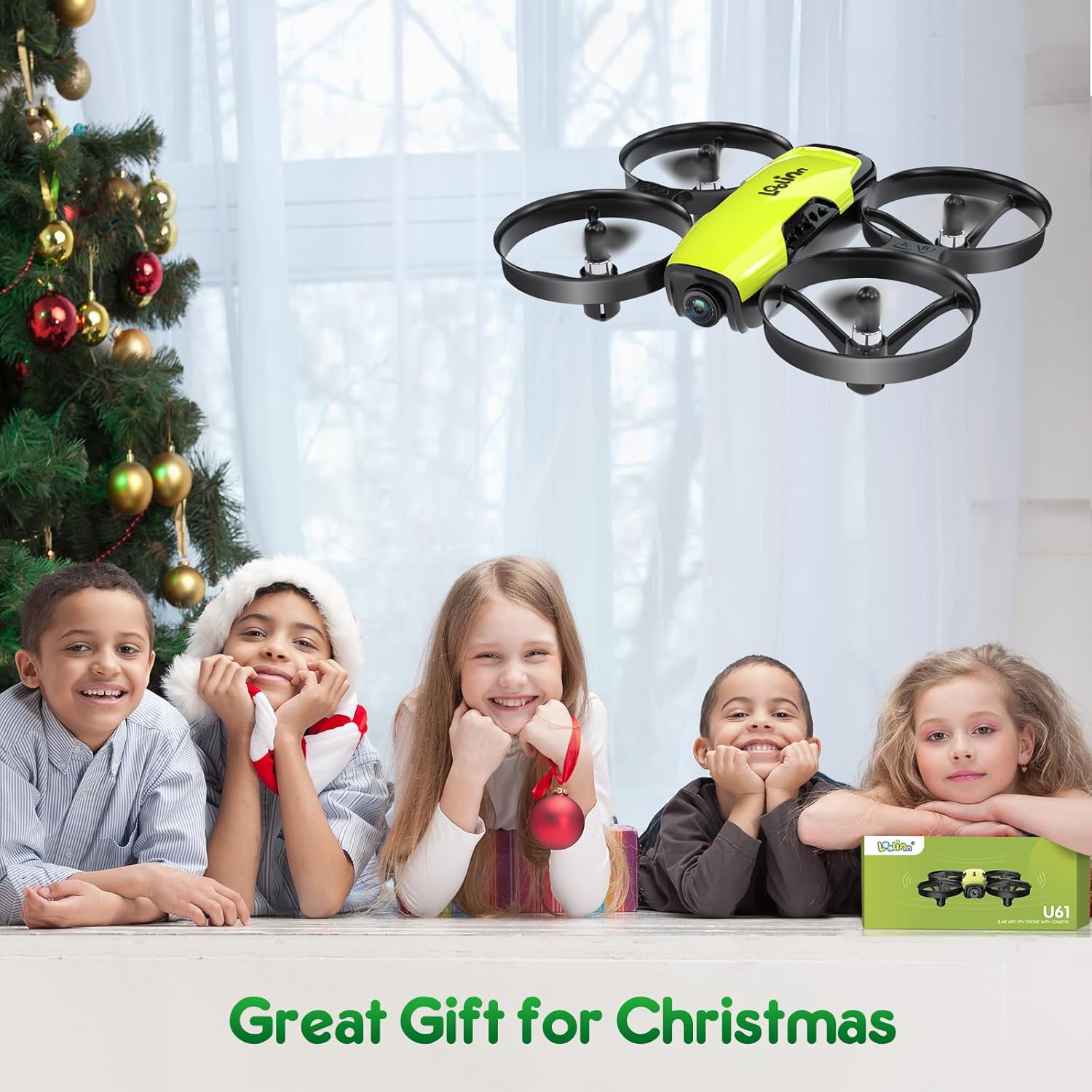 Loolinn | Droni per bambini Regalo con fotocamera - Mini drone con fotocamera regolabile a 90°, sicuro per bambini, foto e video, include tre batterie (regalo di Natale per bambini)