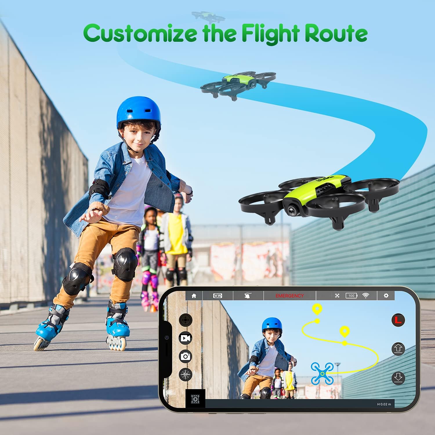 Loolinn | Droni per bambini Regalo con fotocamera - Mini drone con fotocamera regolabile a 90°, sicuro per bambini, foto e video, include tre batterie (regalo di Natale per bambini)
