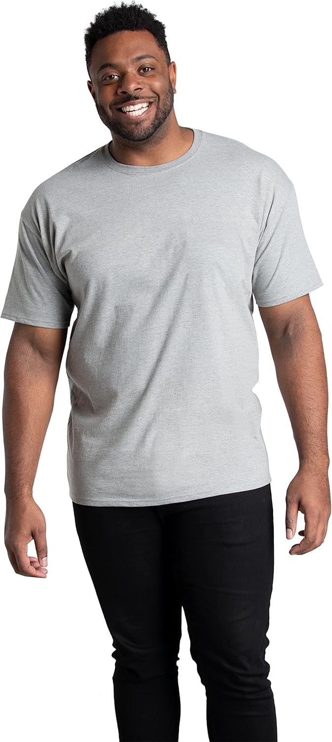 Fruit of the Loom mens Eversoft Cotton T-shirts (Big  Tall Sizes) T Shirt, Big Tall - Crew Grey Heather, Large Tall US