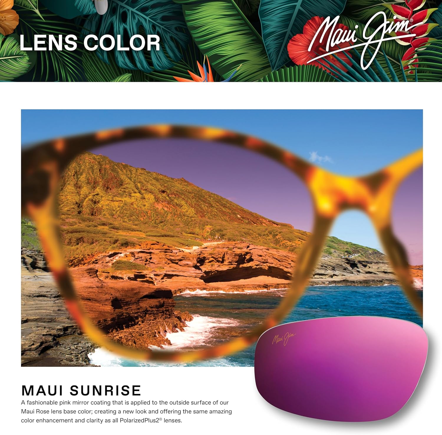 Maui Jim Womens Violet Lake W/Patented Polarizedplus2 Lenses Luxury Sunglasses · v3