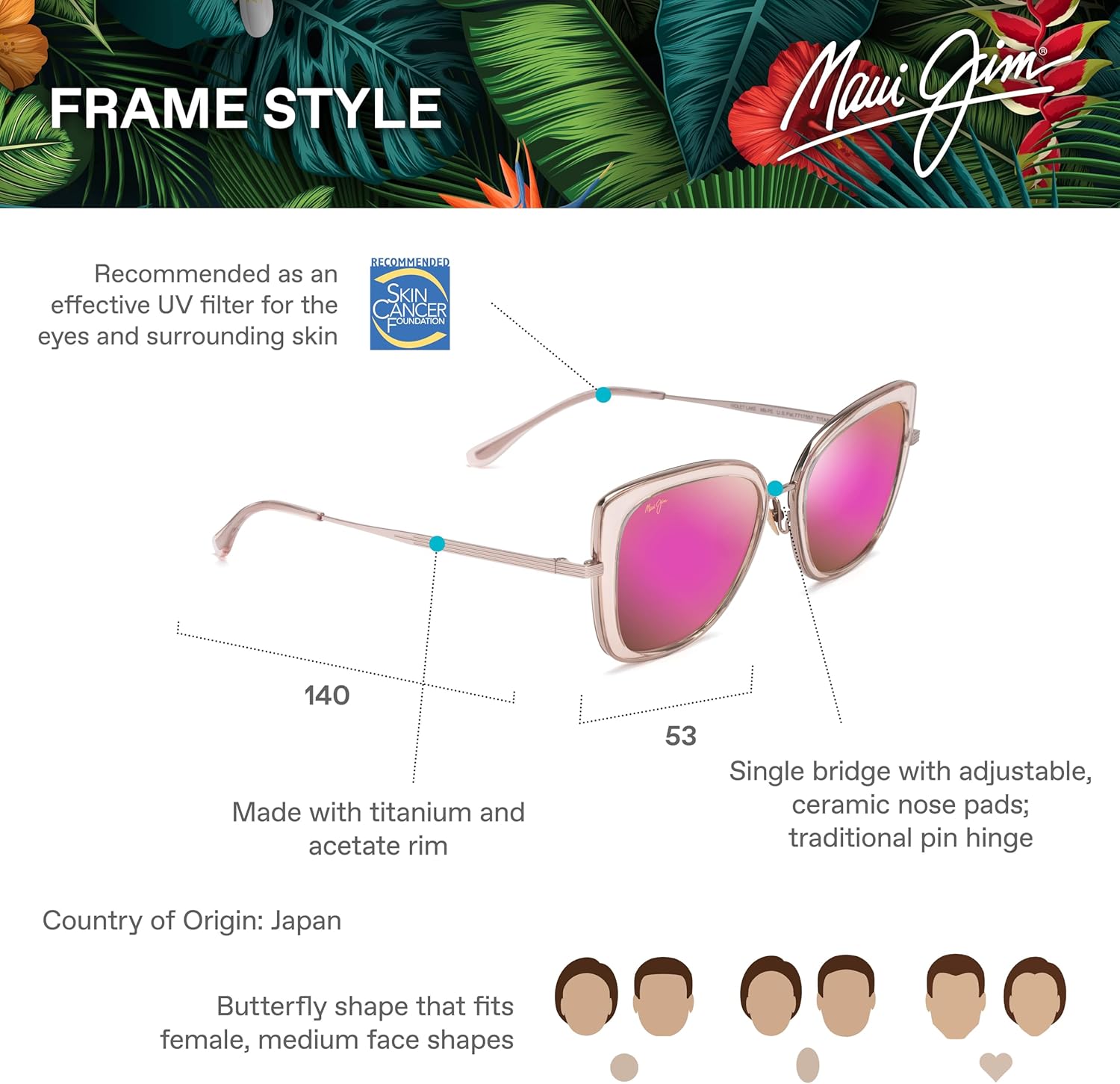 Maui Jim Womens Violet Lake W/Patented Polarizedplus2 Lenses Luxury Sunglasses · v3