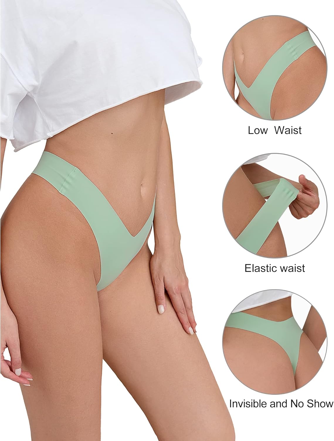 DEANGELMON Seamless Thongs for Women No Show Thong Underwear Women Comfortable Multiple Pack · v4