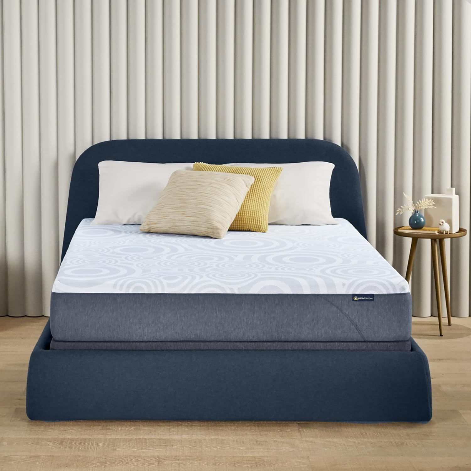 Serta Perfect Sleeper 10 Inch King Gel Memory Foam Mattress, Medium Firm, USA Built, 100-Night Trial, CertiPUR-US Certified - Nestled Night, Blue/White · v3
