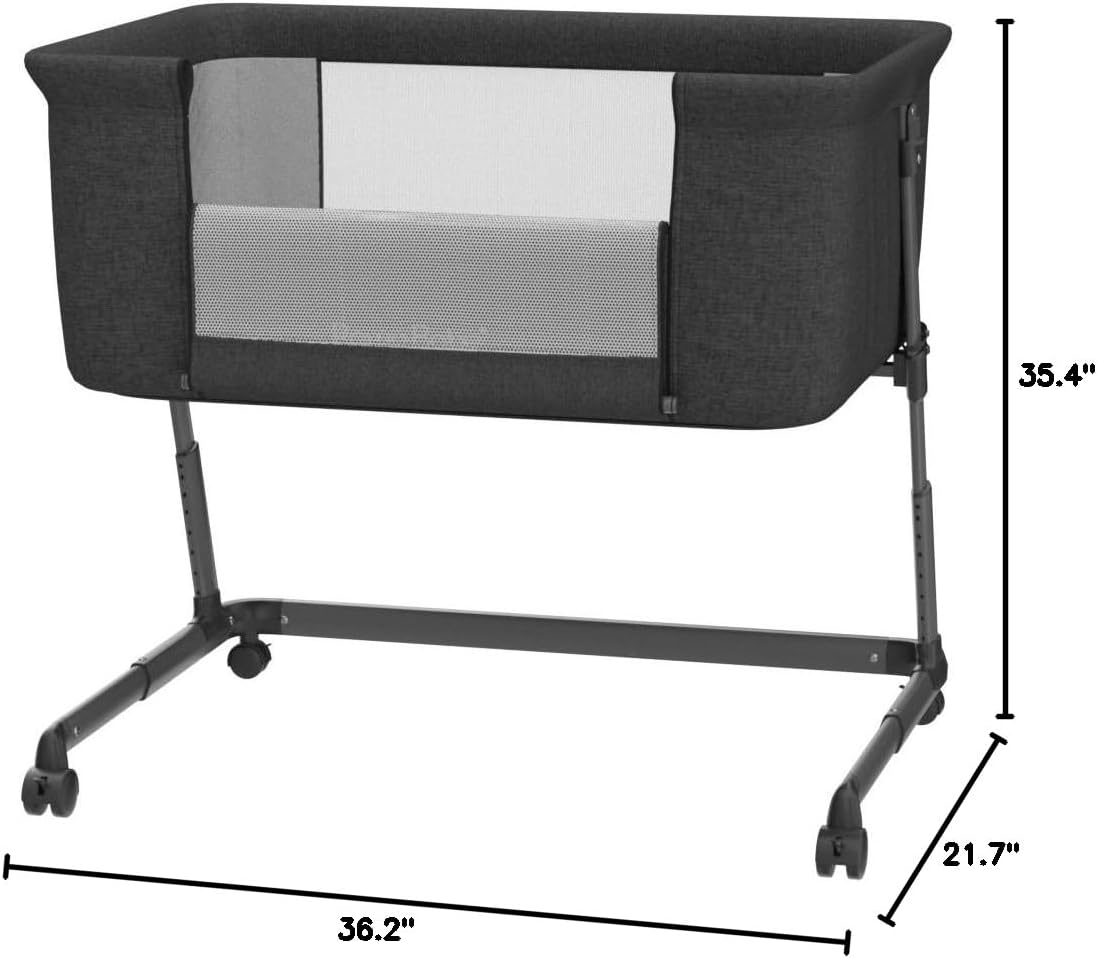 Capazo para bebé Pamo Babe junto a la cama para recién nacido, cuna con laterales de malla transpirable, cuna para dormir junto a la cama para bebés que amamantan con altura ajustable y ruedas, estructura estable tipo Z