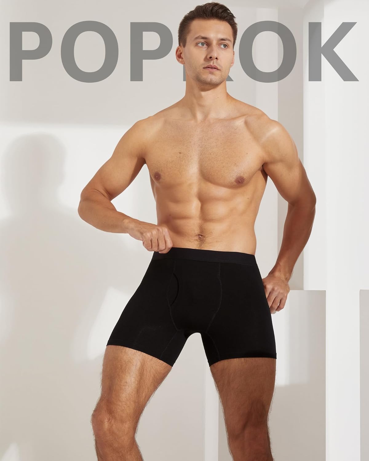 Celana Dalam Pria Boxer Briefs Katun dengan Fly 5 Pack
