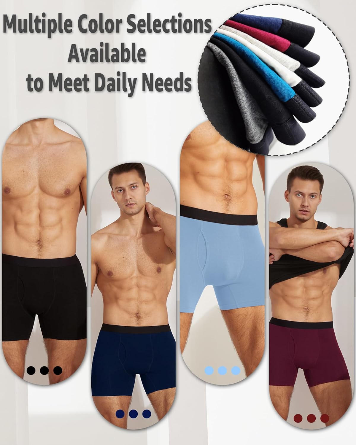 Celana Dalam Pria Boxer Briefs Katun dengan Fly 5 Pack
