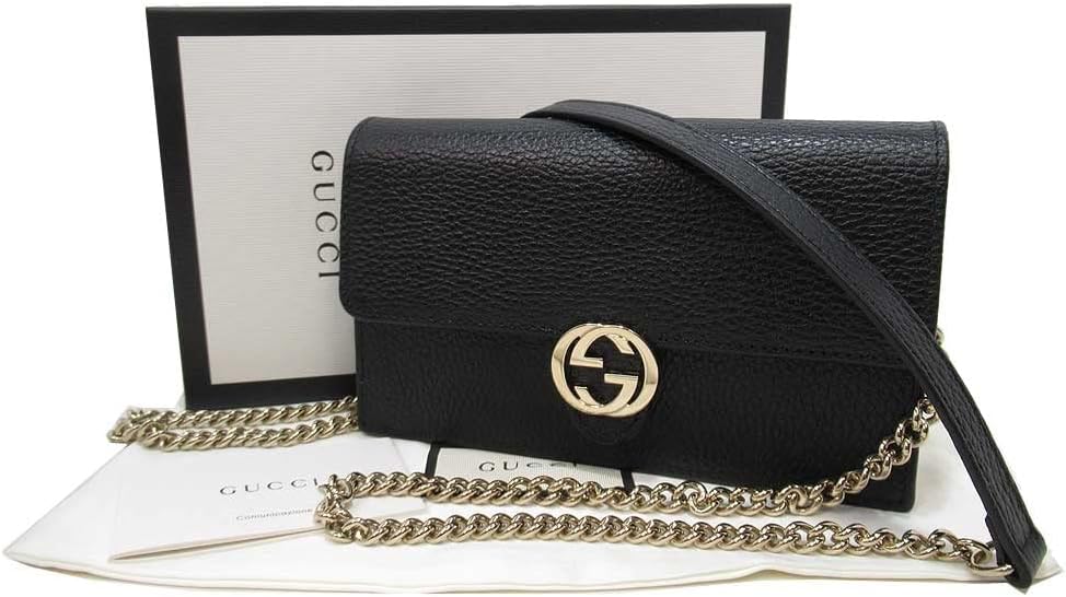 Gucci 615523 Damska torba na ramię, blokująca G, skóra, pasek na łańcuszek, gniazdo, czarny