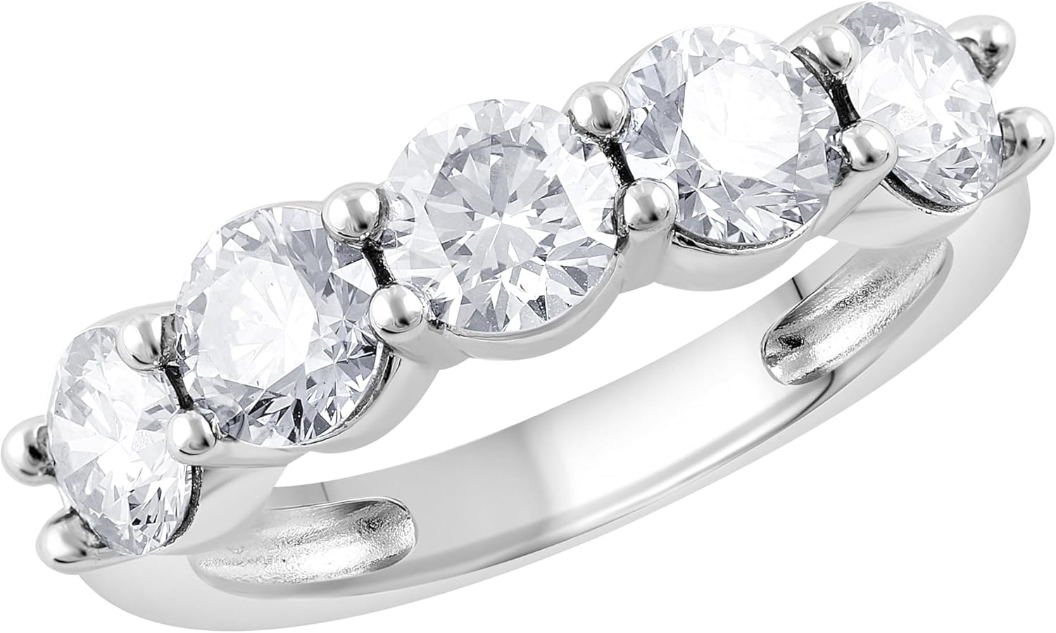 1.00 to 2.00 Ct Round Cut Lab Grown 5 Stone Diamond Anniversary Band Ring (F-G, VS2) in 14K Fine Gold | Jewelry for Women | Gift Box Included (White, Yellow  Rose Gold) · v2