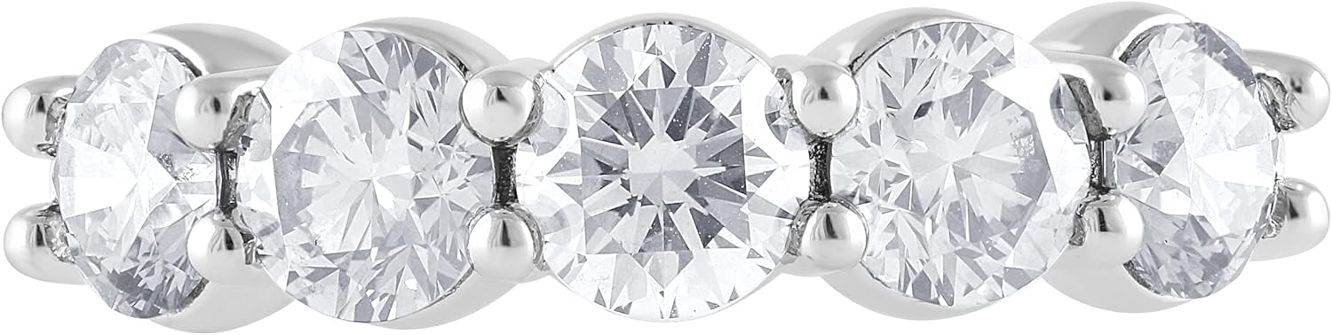 1.00 to 2.00 Ct Round Cut Lab Grown 5 Stone Diamond Anniversary Band Ring (F-G, VS2) in 14K Fine Gold | Jewelry for Women | Gift Box Included (White, Yellow  Rose Gold) · v2