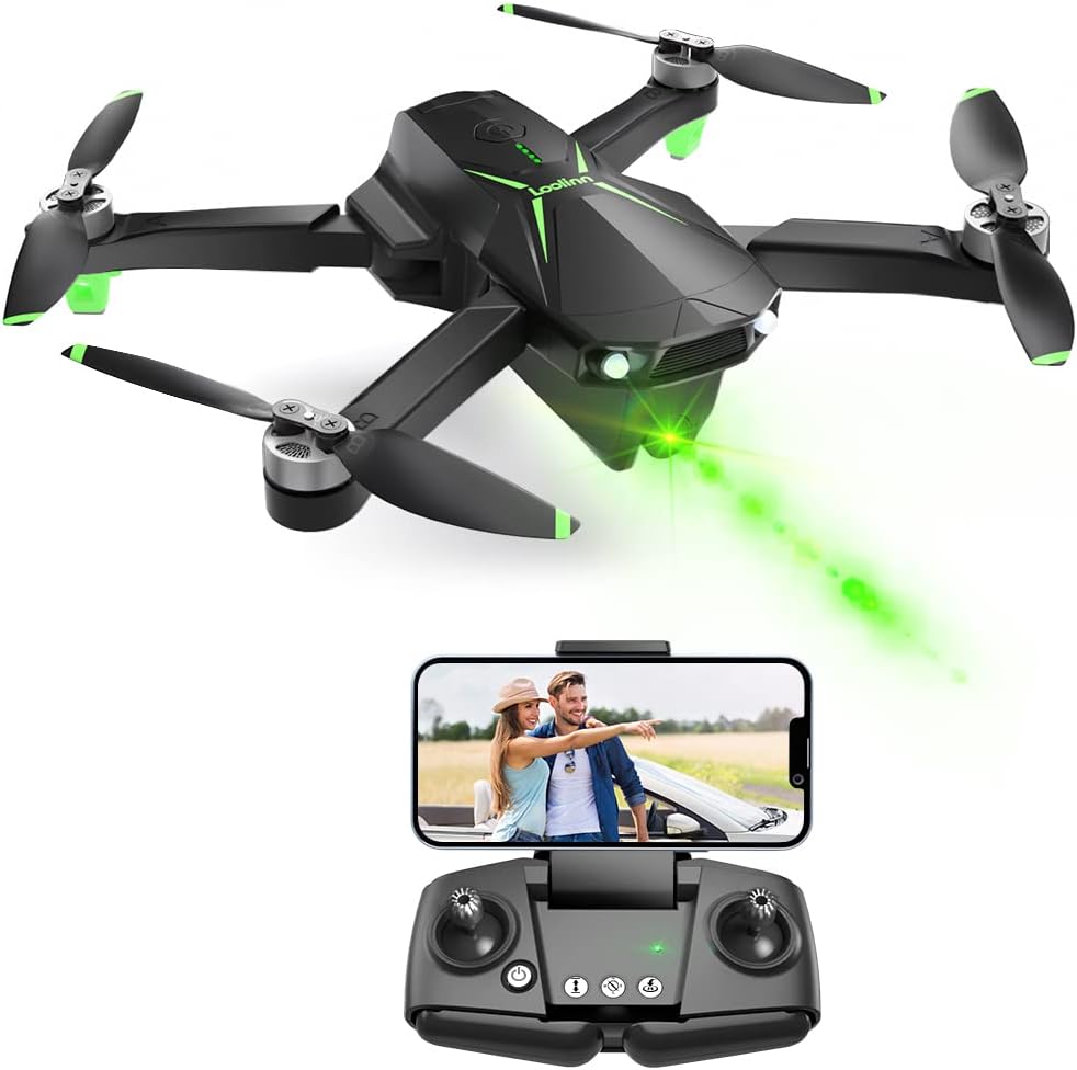 Loolinn | Drone GPS con fotocamera 4K per principianti in regalo, meno di 250 grammi, 50 minuti di volo, due batterie, foto 4K, video 2K, GPS Intelligent Return, Follow Me, Drone con fotocamera per adulti come regalo di Natale