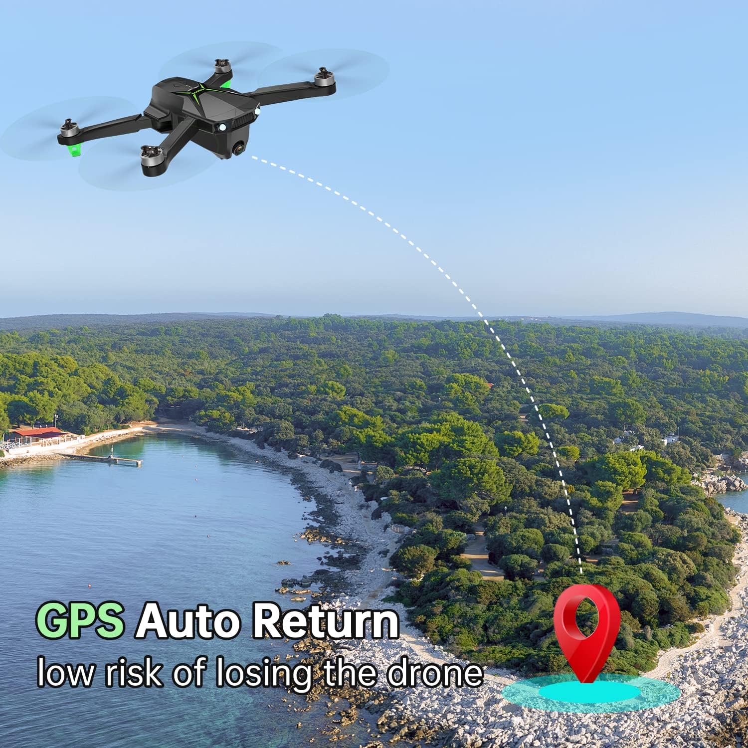 Loolinn | Drone GPS con fotocamera 4K per principianti in regalo, meno di 250 grammi, 50 minuti di volo, due batterie, foto 4K, video 2K, GPS Intelligent Return, Follow Me, Drone con fotocamera per adulti come regalo di Natale