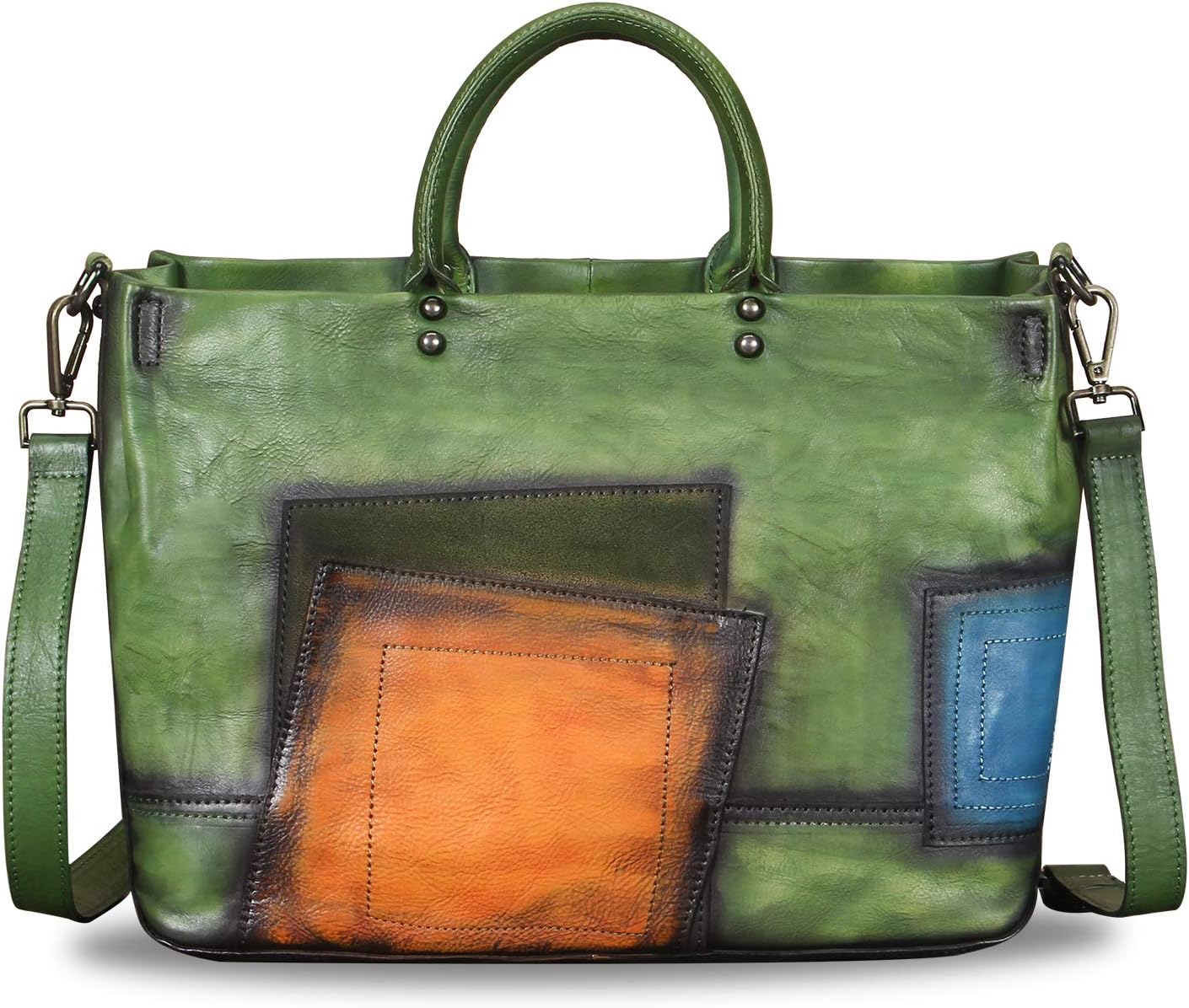 Borse e borsette da donna in vera pelle vintage fatta a mano Borsa a tracolla in pelle con grande manico