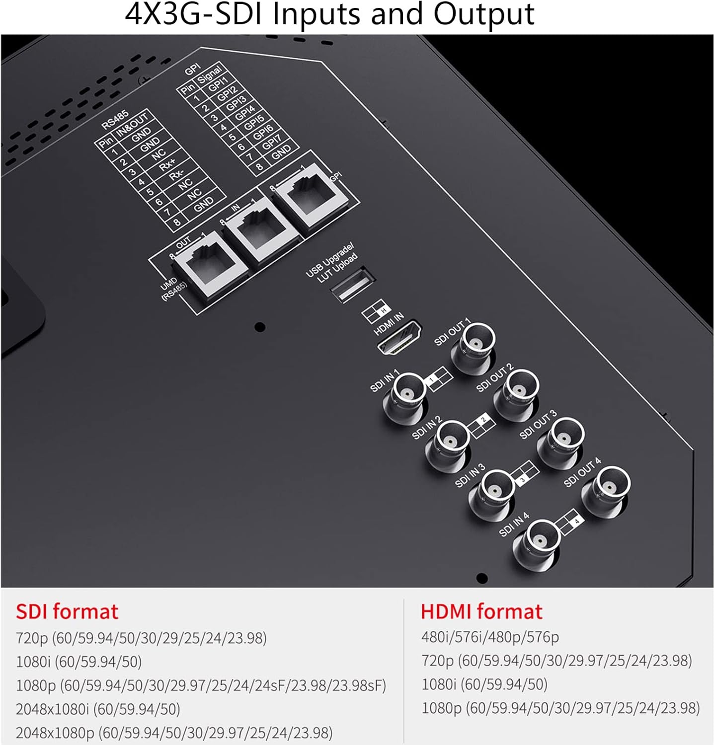 شاشة بث SEETEC ATEM173S متعددة الكاميرات مقاس 17.3 بوصة مع 4x3G-SDI ومخرج HDMI واحد وشاشة مقسمة رباعية لإنتاج تلفزيون الاستوديو بدقة Full HD 1920x1080 (ATEM173S)