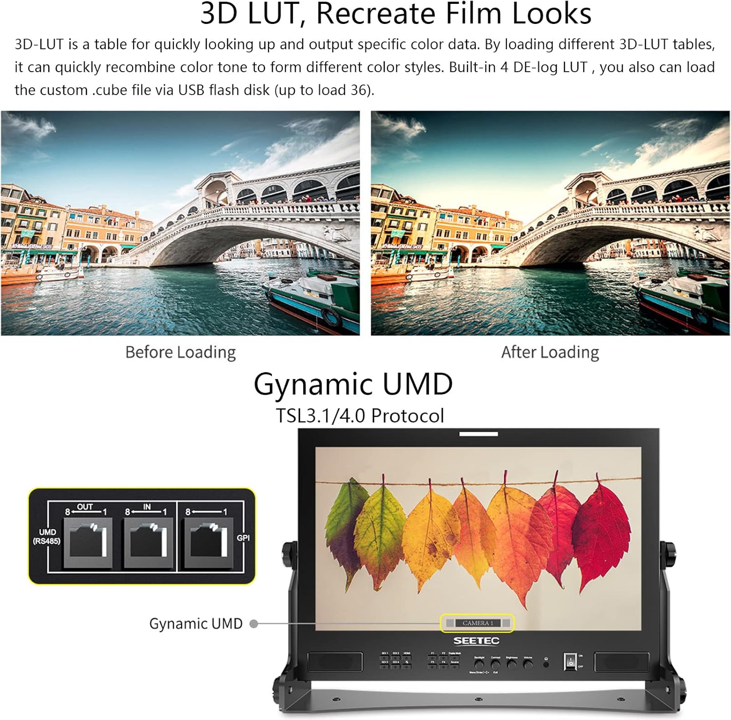 شاشة بث SEETEC ATEM173S متعددة الكاميرات مقاس 17.3 بوصة مع 4x3G-SDI ومخرج HDMI واحد وشاشة مقسمة رباعية لإنتاج تلفزيون الاستوديو بدقة Full HD 1920x1080 (ATEM173S)