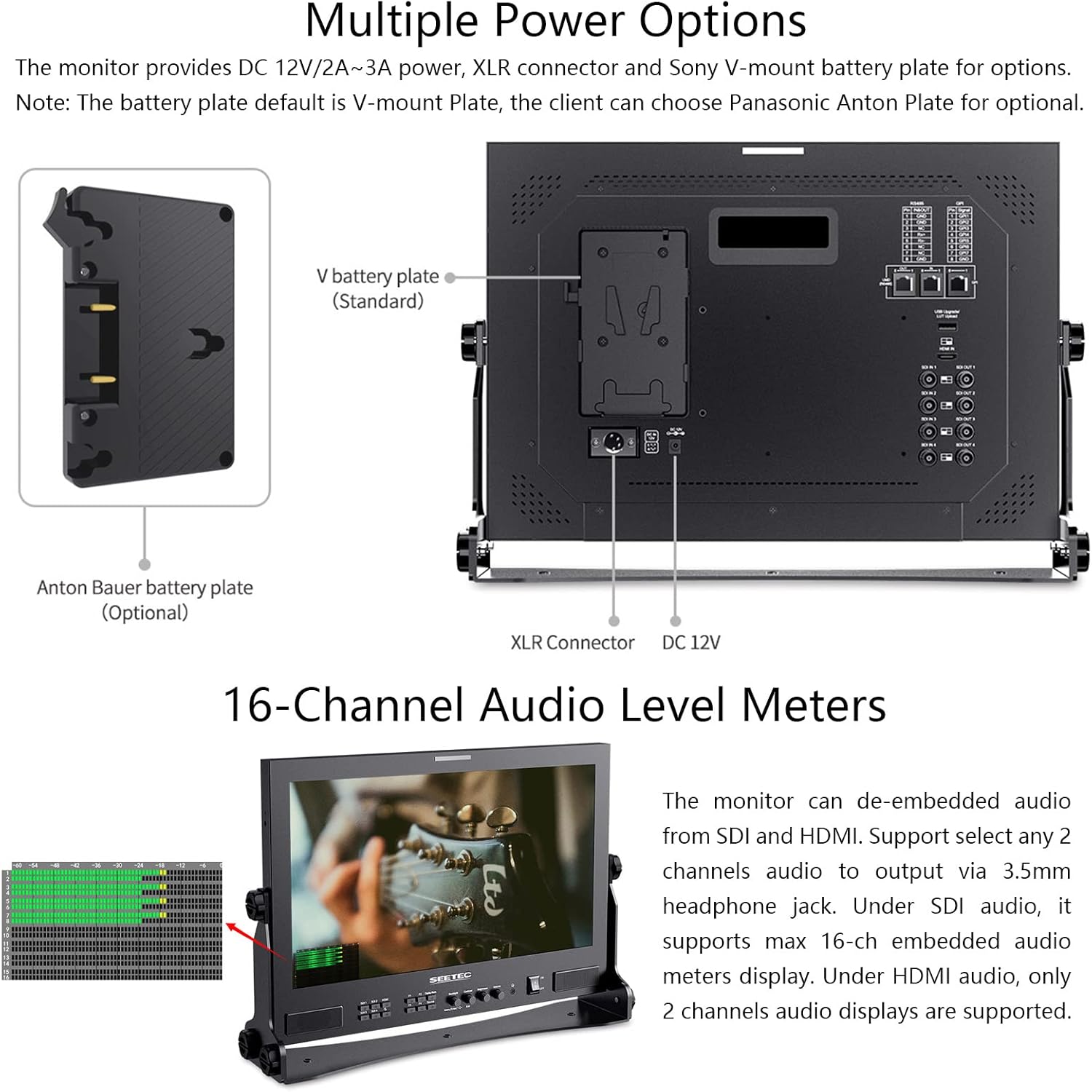 شاشة بث SEETEC ATEM173S متعددة الكاميرات مقاس 17.3 بوصة مع 4x3G-SDI ومخرج HDMI واحد وشاشة مقسمة رباعية لإنتاج تلفزيون الاستوديو بدقة Full HD 1920x1080 (ATEM173S)