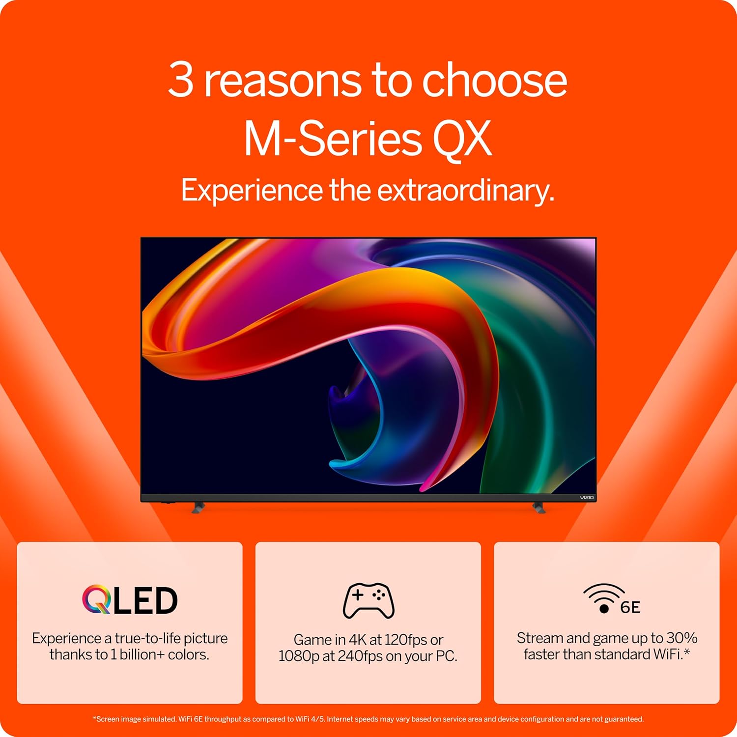 Smart TV VIZIO serie MQX 4K 120Hz QLED HDR10 da 50 pollici con Dolby Vision, Active Full Array, giochi per PC a 240 Hz a 1080p, WiFi 6E, Apple AirPlay, Chromecast integrato, M50QXM-K01, modello 2023