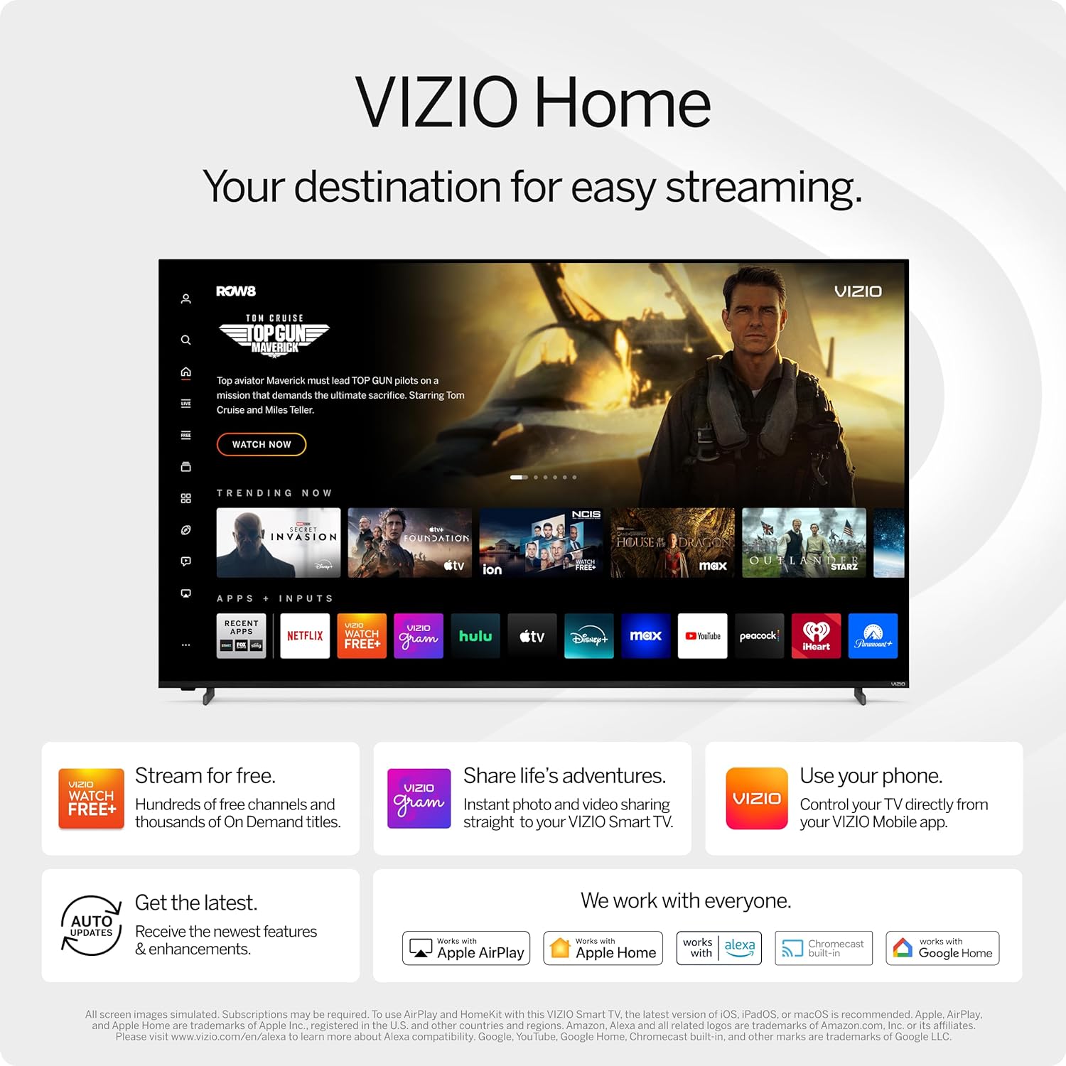 Smart TV VIZIO serie MQX 4K 120Hz QLED HDR10 da 50 pollici con Dolby Vision, Active Full Array, giochi per PC a 240 Hz a 1080p, WiFi 6E, Apple AirPlay, Chromecast integrato, M50QXM-K01, modello 2023