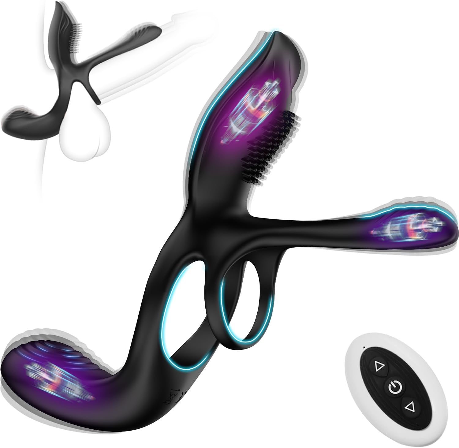 Vibrator for Couple, 3 in 1 Vibrating Cock Ring with 10 Modes, Mens Penis Vibrators, Perineum , G spot, Clitorals Stimulator for Women, Sex Novelties, Adult Sex Toys  Games Black · v2