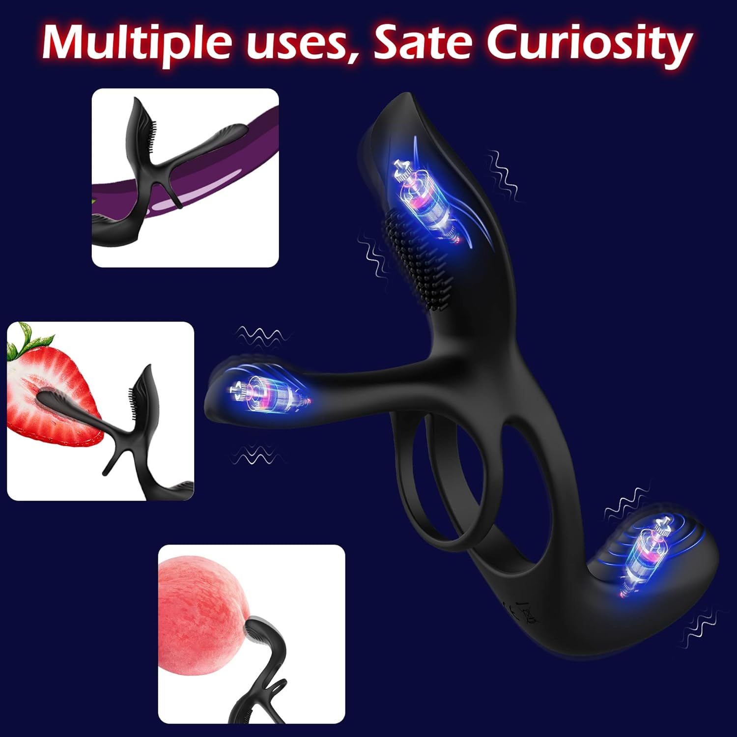 Vibrator for Couple, 3 in 1 Vibrating Cock Ring with 10 Modes, Mens Penis Vibrators, Perineum , G spot, Clitorals Stimulator for Women, Sex Novelties, Adult Sex Toys  Games Black · v2